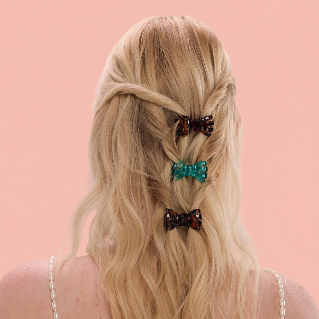 Black Butterfly Klip - Magnetic Barrette - Set of 3