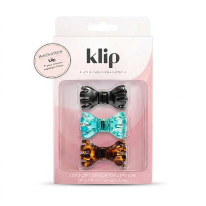 Klip Papillon Bleu - Barette aimantée - Lot de 3